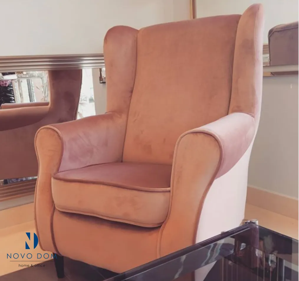 Fotel BARON VELVET Bluvel 52 aksamitny antyczny róż wenge - BARONV52