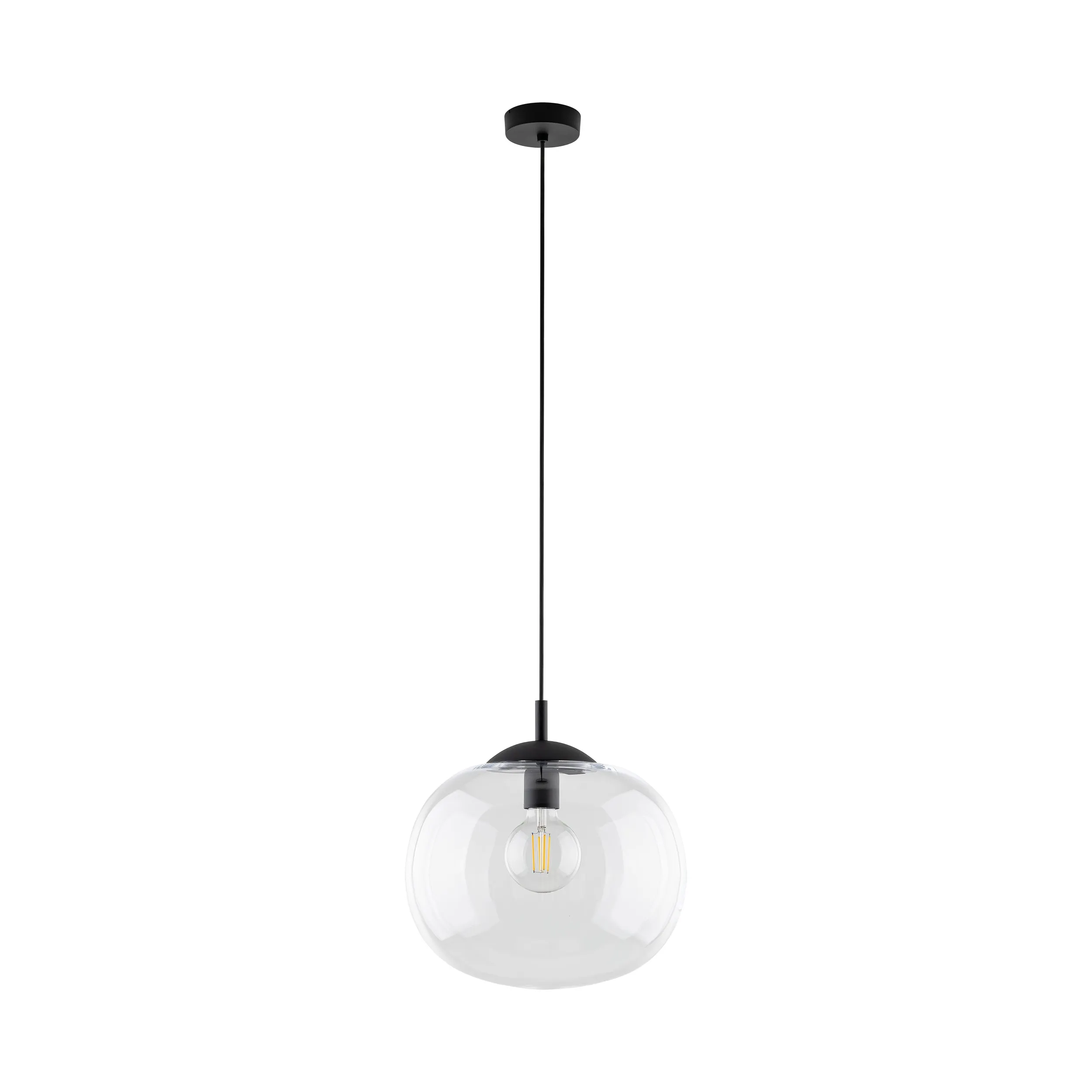 Lampa wisząca VIBE czarna z transparentnym szklanym okrągłym kloszem 175x35cm