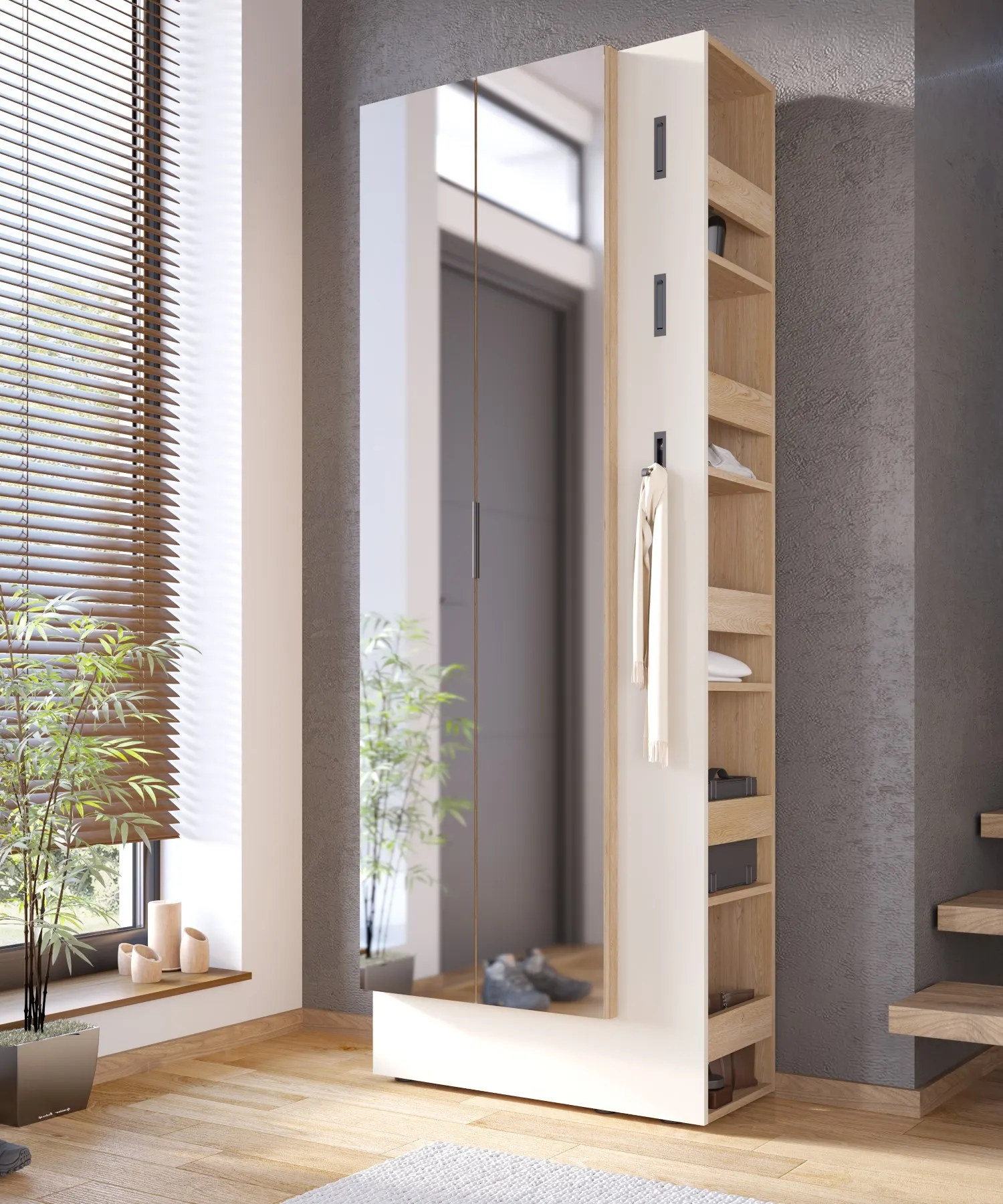 Bieliźniarka 2-drzwiowa z lustrem SARINA SANGS1 DĄB CREMONA | CASHMIRE - 6000000021183