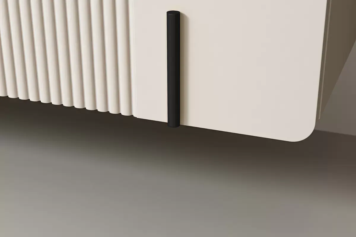 MALMI Komoda 150 3D - cashmere / crema bianca / wisząca / czarne uchwyty - B_162313