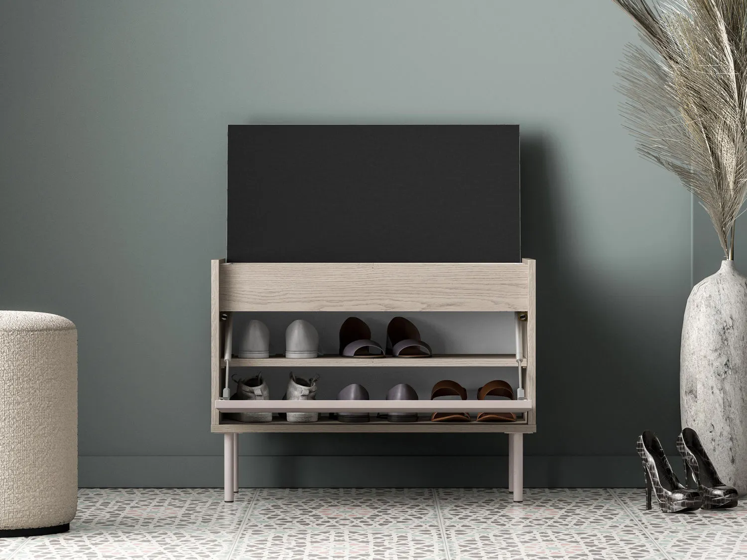 Szafka na buty z siedziskiem i schowkiem VOCO 70x55 dąb cremona/kaszmir - 1VOCO06-001