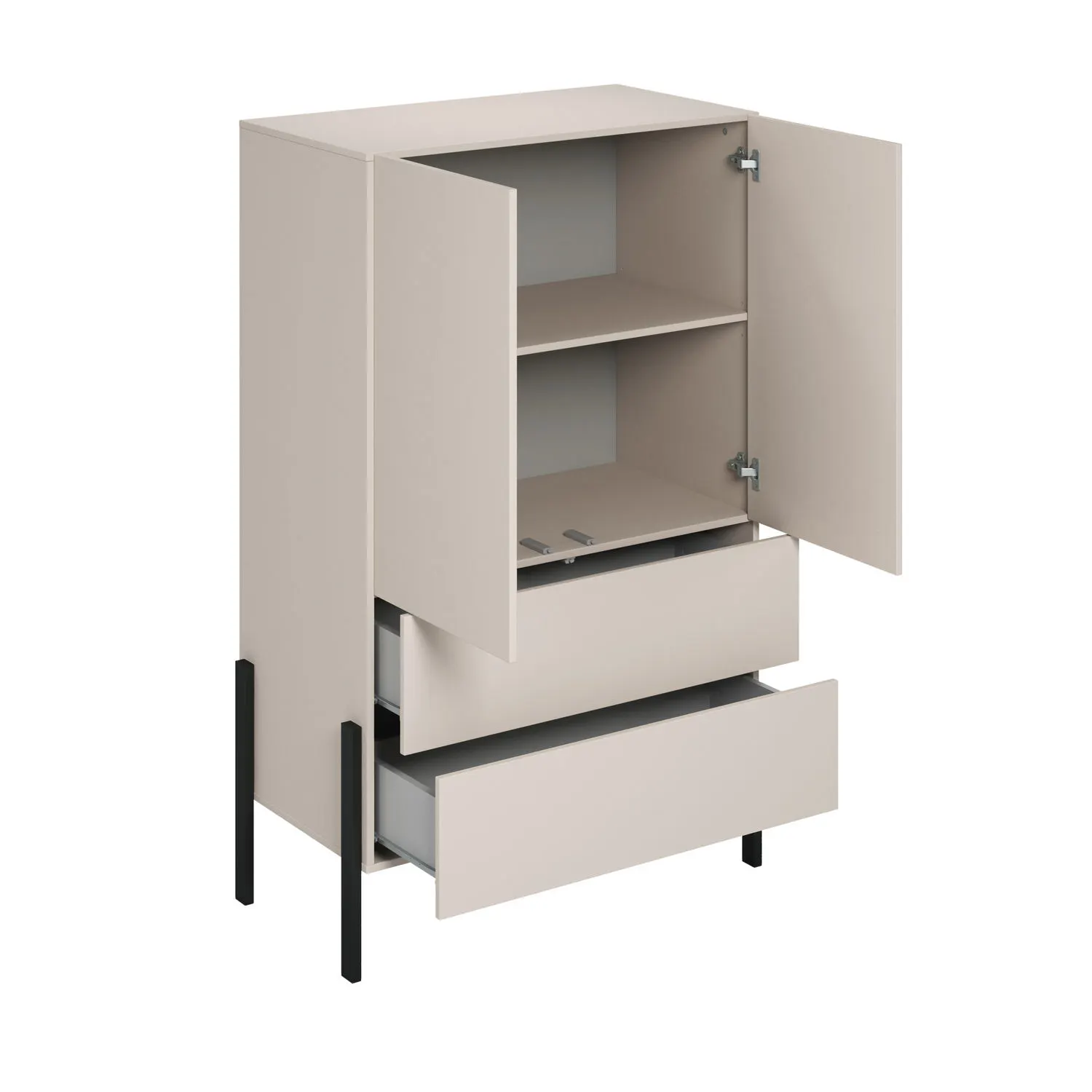 Bieliźniarka 2-drzwiowa z szufladami JUKON S 90x150 kaszmirowa - 24KSND38