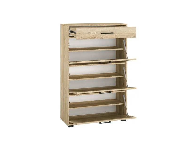 Szafka na buty z szufladą i 2 klapami Caro 09 Sonoma jasna 90x50x34 — zdjęcie 3