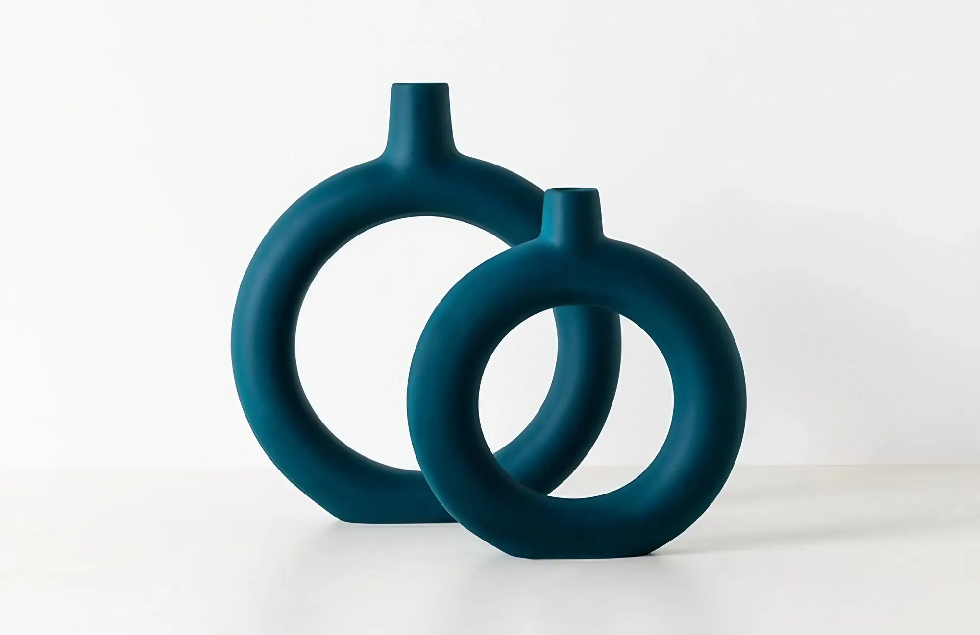 Zestaw okrągłych wazonów 2-set CY0142 niebieski Ceramika