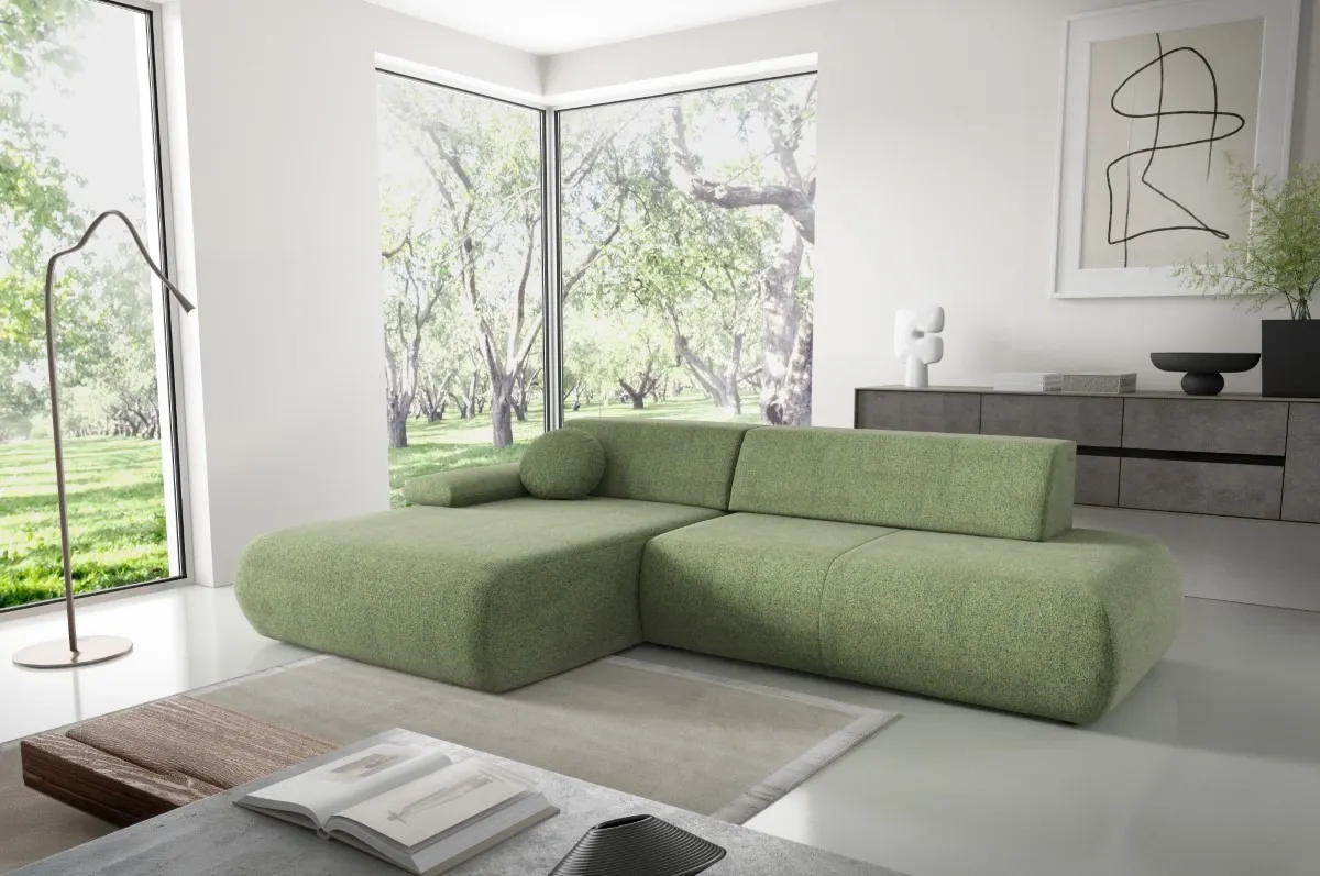 Narożnik rozkładany z pojemnikiem PUENTE 286 cm lewostronny zielony - PUENTE_NAR_PUENTE34_L