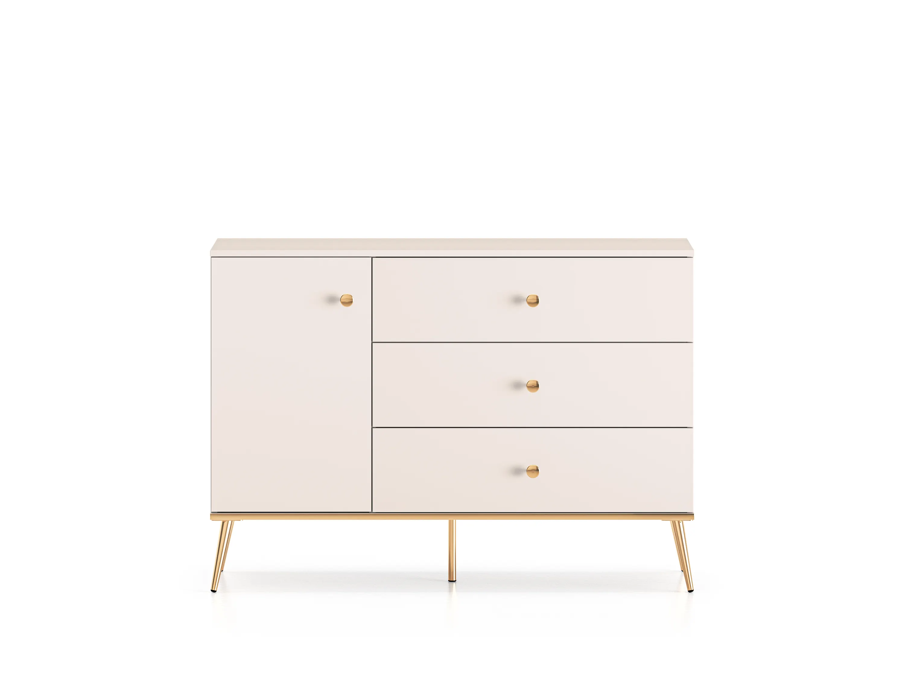 Komoda 1-drzwiowa z 3 szufladami SELGIN 04 kaszmirowy, złoty Komoda 1-drzwiowa z 3 szufladami SELGIN 04 kaszmirowy, złoty