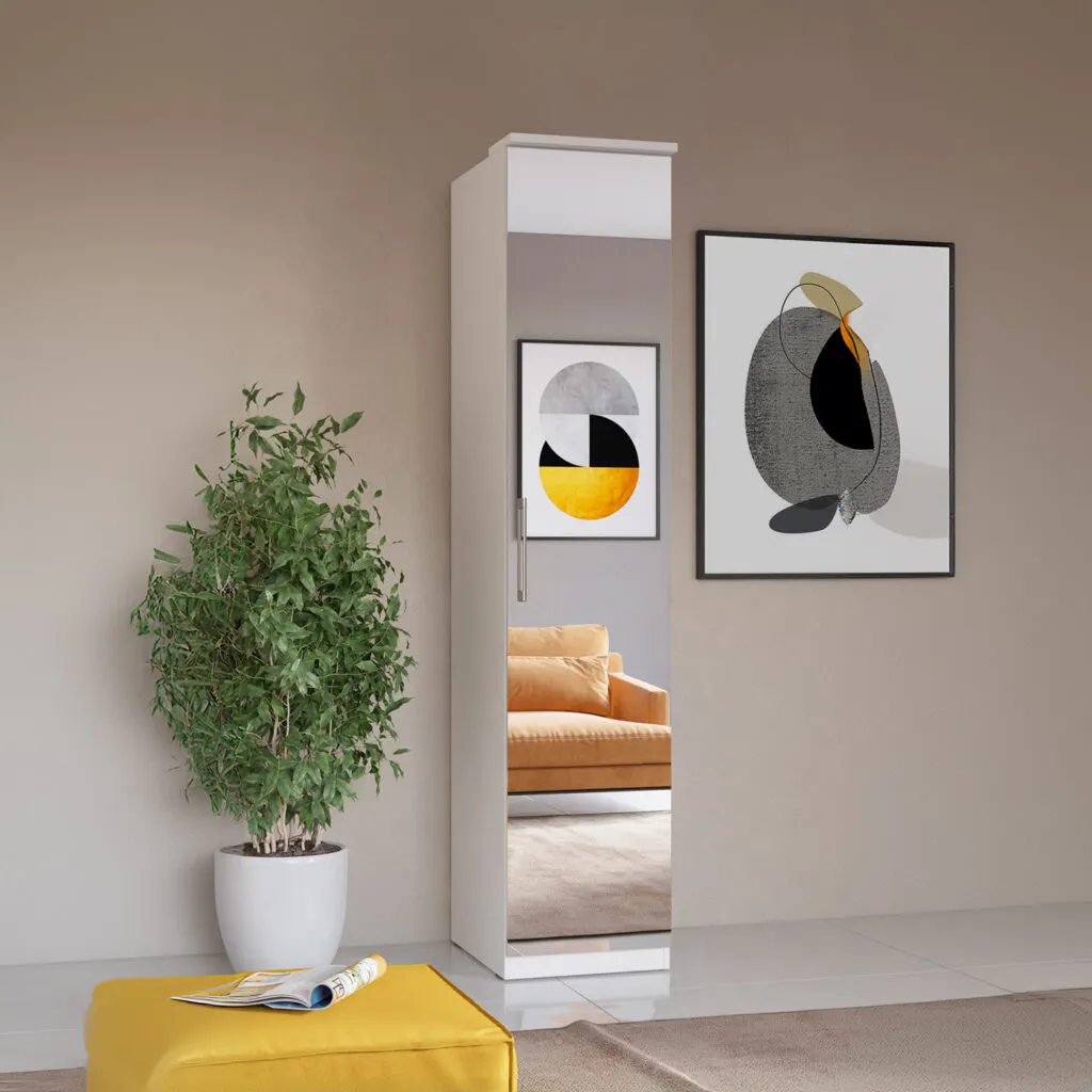 Szafa 1-drzwiowa z lustrem OPTIMA L/P 45cm biały - 2497KL57