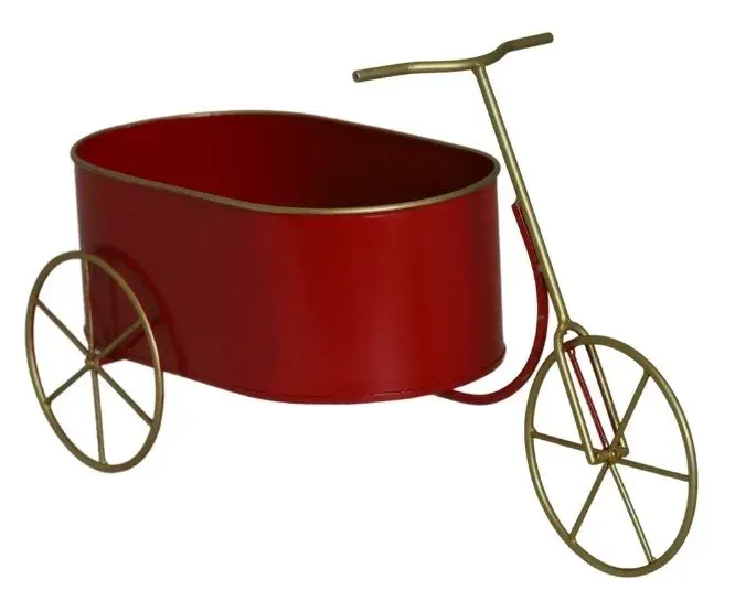 Dekoracja doniczka ROWEREK czerwono-złota