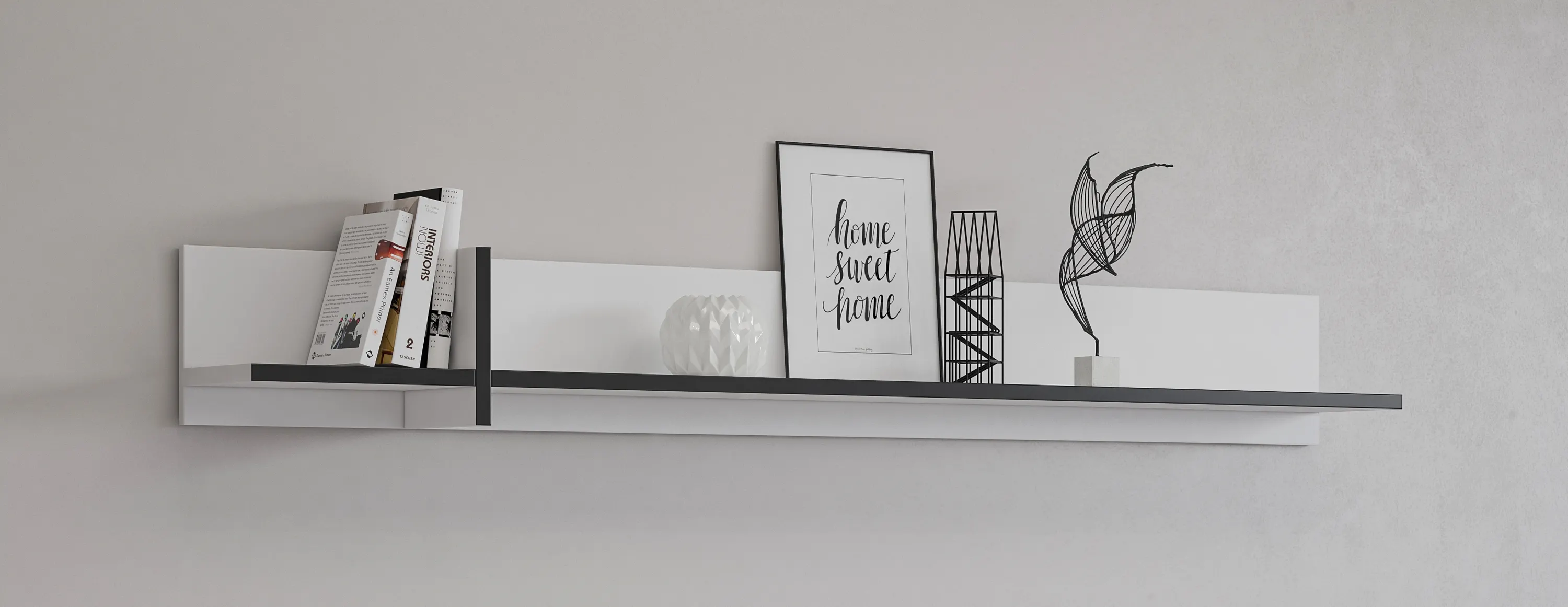 Półka ścienna CROSS 180 cm biało-czarna - 249WMY02