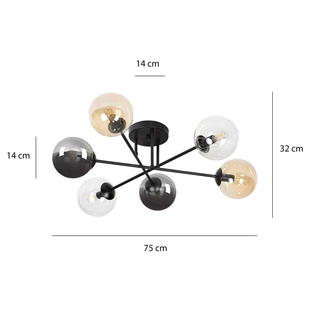 Lampa sufitowa BRENDI Czarny 834/6B2 - 834/6B2