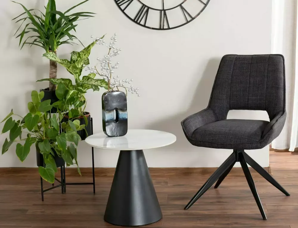 Stolik kawowy loft HILL BIAŁY/CZARNY FI50 Okrągły - HILLBCFI50