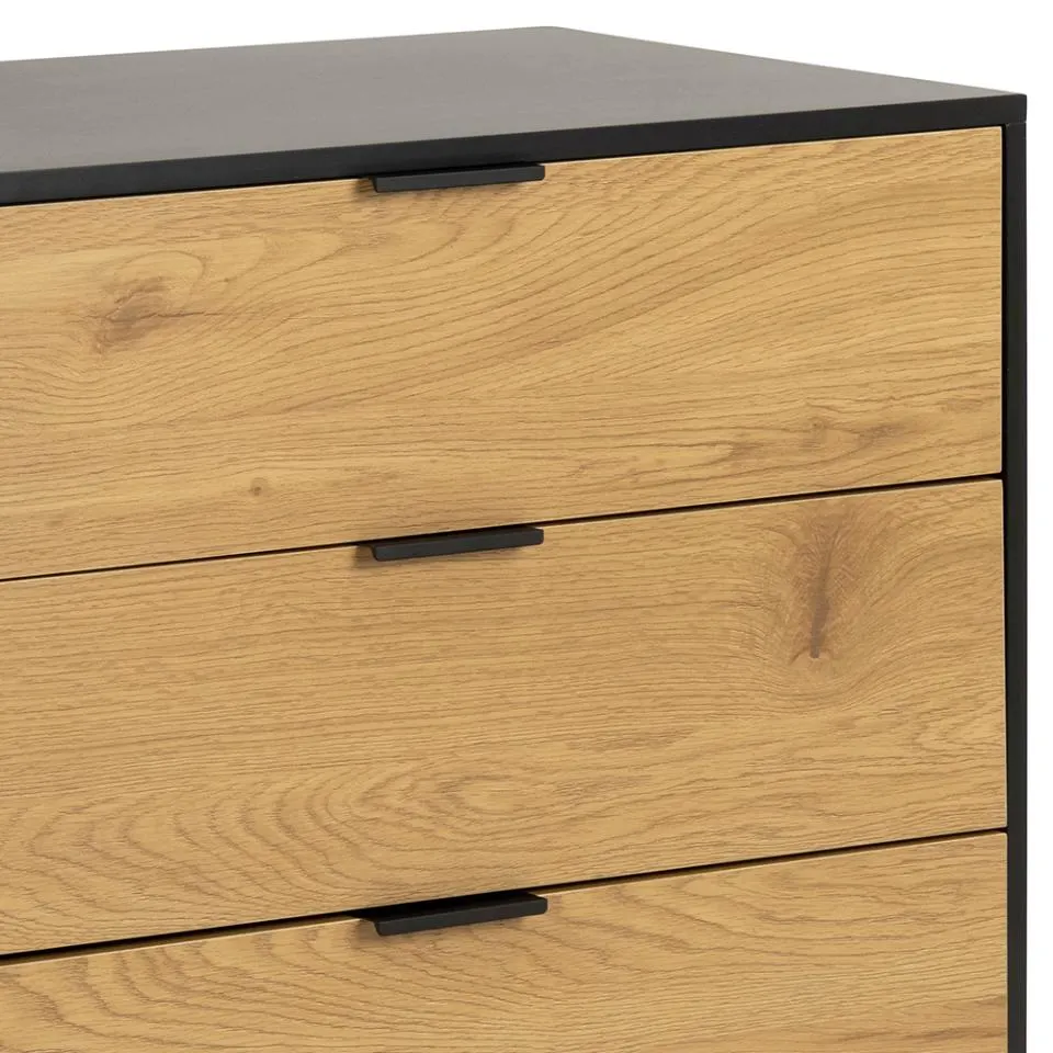 Komoda 2-drzwiowa z 3 szufladami MOODY 160x40x80 Naturalny, Czarny — zdjęcie 8