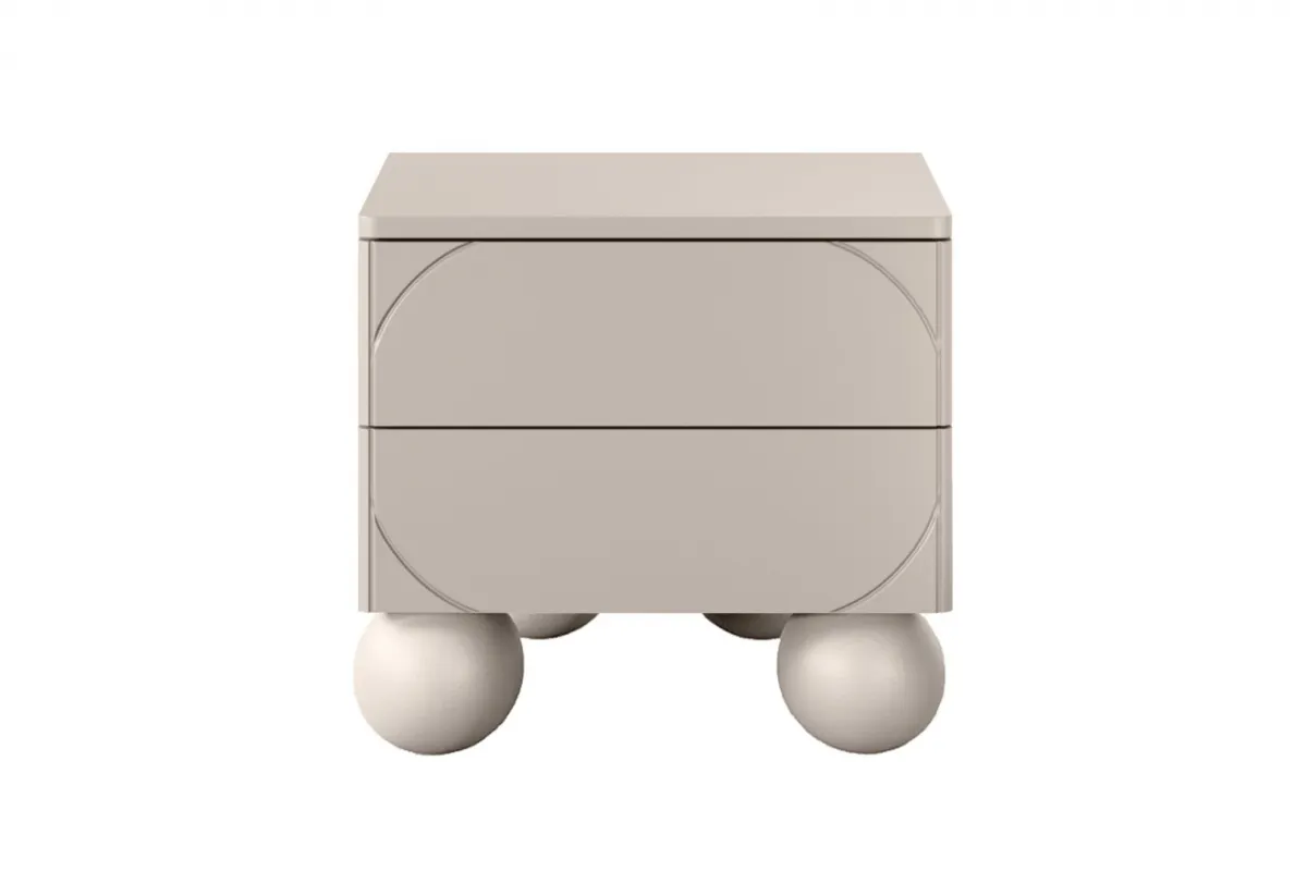 Szafka nocna z 2 szufladami SONATIA 45cm cashmere nogi kule - B_157261