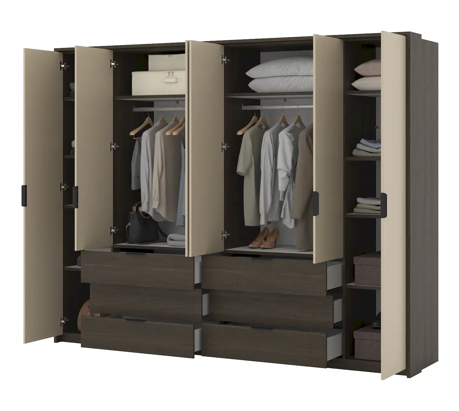 MOLA Szafa 6-drzwiowa z 6 szufladami MOLA dąb dunin jasny beż - 24D1OI29