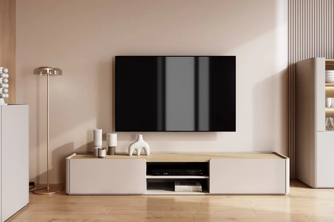 Szafka RTV z klapą i 1 szufladą ELIVO RTV 220cm cashmere dąb olejowany — zdjęcie 6