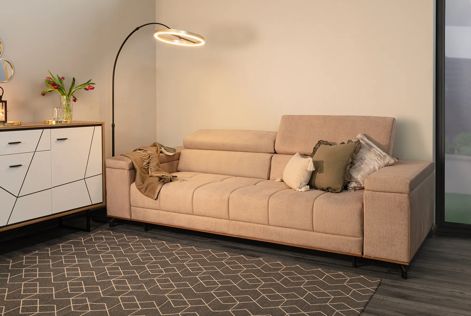 Lampa podłogowa BREST ledowa ściemniacz nożny 180 cm czarno-złota - 3016-104L