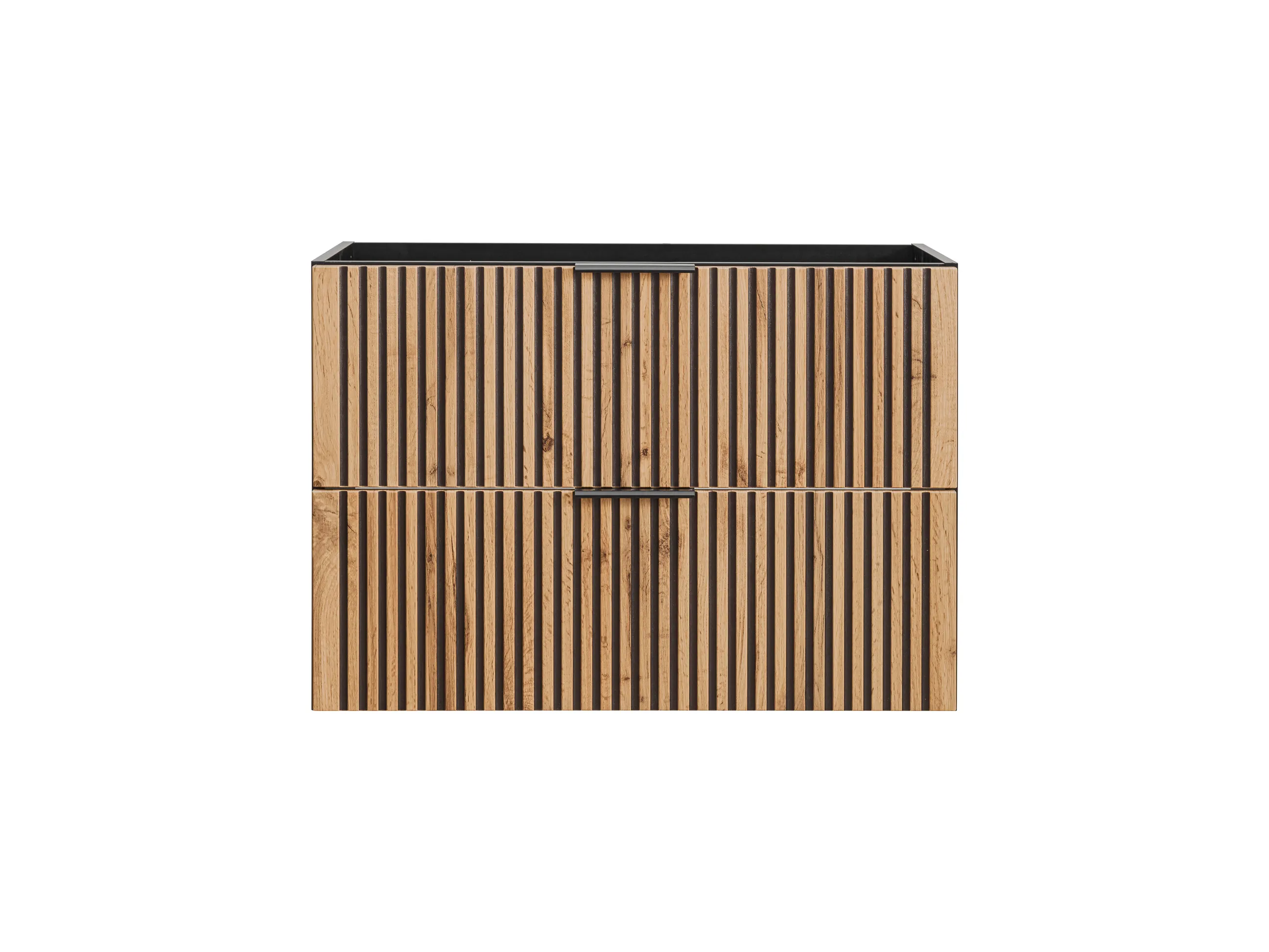 Szafka pod umywalkę z 2 szufladami XILO szary, dąb wotan 80x57x46cm - XILO_BLACK_WOTAN_82-80-D-2S