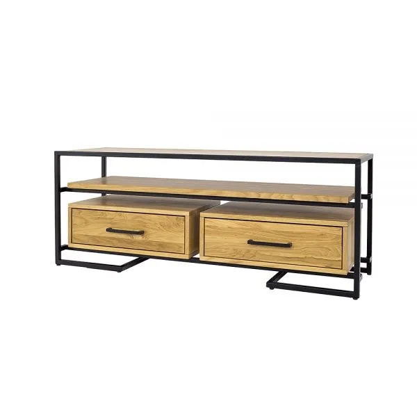 Szafka RTV metalowo - dębowa RV370 Naturalny DREWMAX — zdjęcie 4