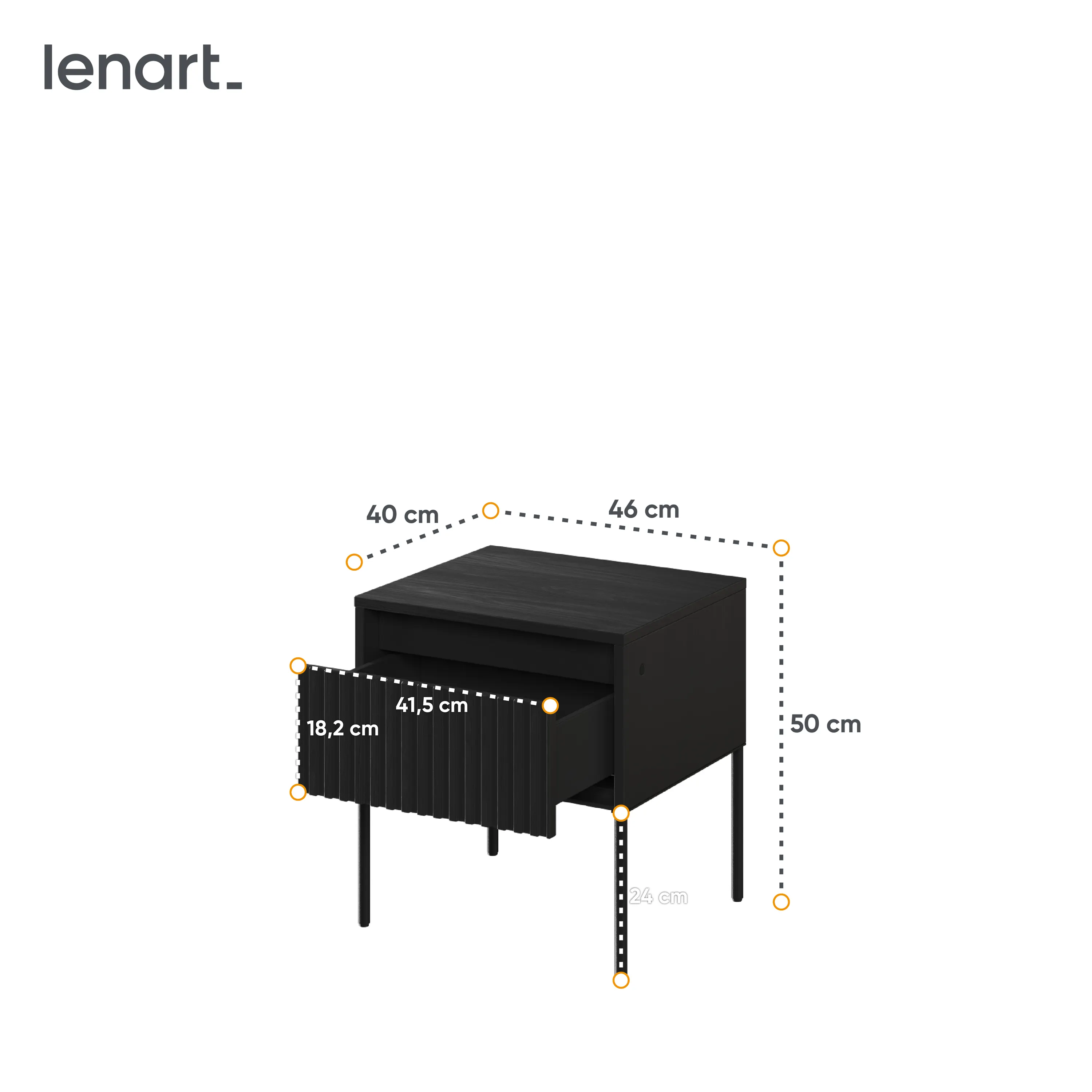 Szafka nocna z oświetleniem TREND TR-10 1S czarny - TR10C-V2