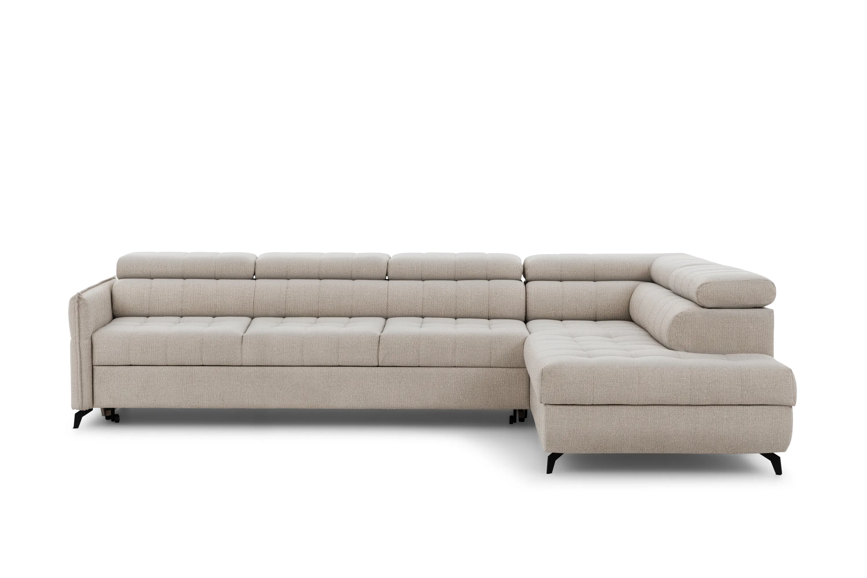 Narożnik prawostronny ELARIAS MAXI regulacja zagłówka i podłokietników tkanina Perfect harmony 07 beżowy - B_168604