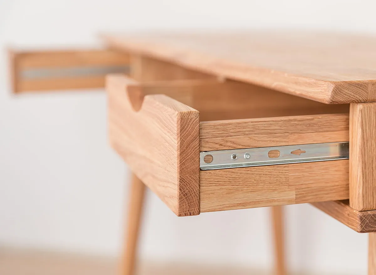 Biurko z 2 szufladami dębowe olejowane 138x55x75 cm Simona II - KULSIM2