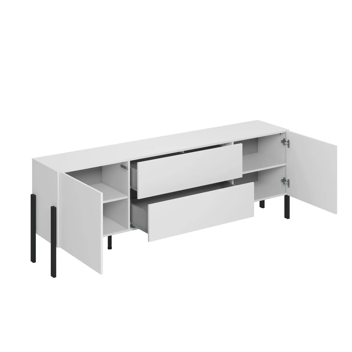 Szafka RTV 2-drzwiowa z szufladami JUKON 204 cm biały mat - 2497ND40