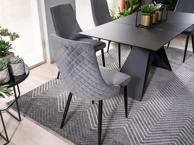 Krzesło PIANO B VELVET Bluvel 14 szary stelaż czarny - PIANOBVCSZ