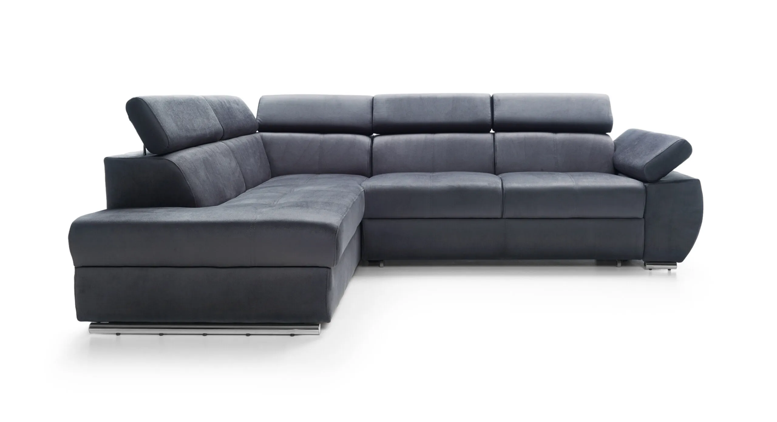 Narożnik z funkcją spania LIZBONA II lewostronny regulowane zagłówki i podłokietniki - szary - LIZBONAII_NAR_SOLAR96_L