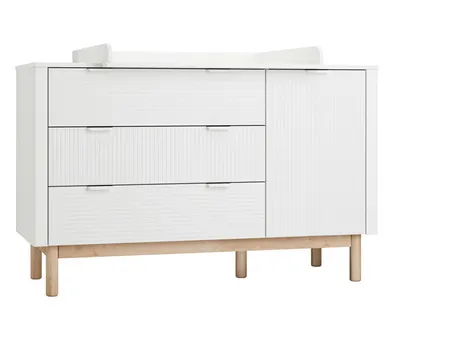 Komoda 1-drzwiowa z szufladami MILOO 144x90 biała - PIN_045-024-310