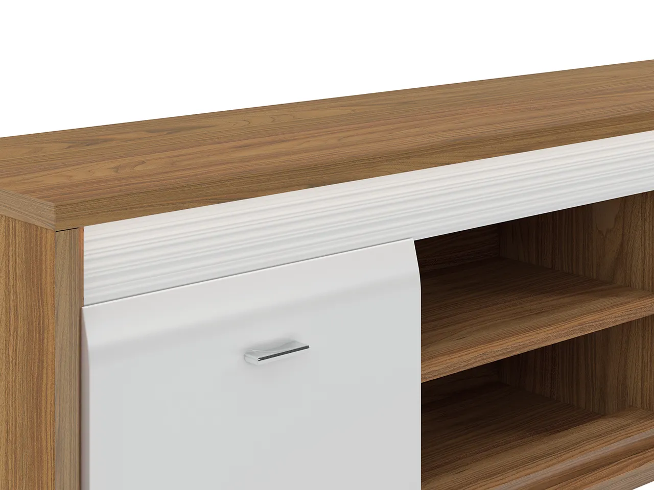 Szafka RTV 2-drzwiowa DALLAS 11 szeroka z oświetleniem biały połysk, orzech - 1DALL1101-001