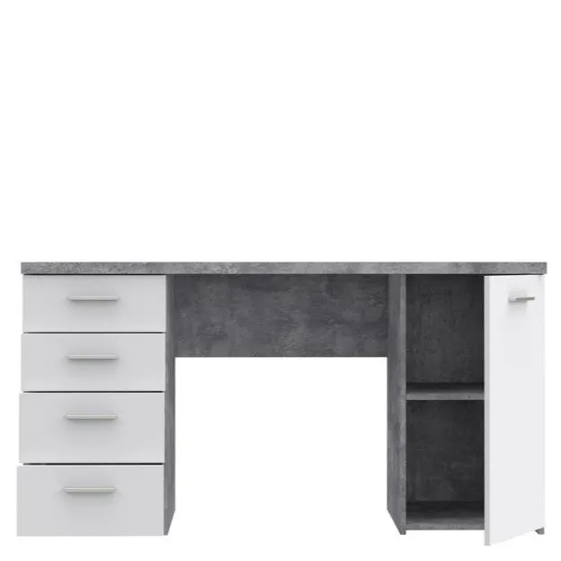 Biurko NET106 z szafką i 4 szufladami - biały, jasny beton - MT926-C264