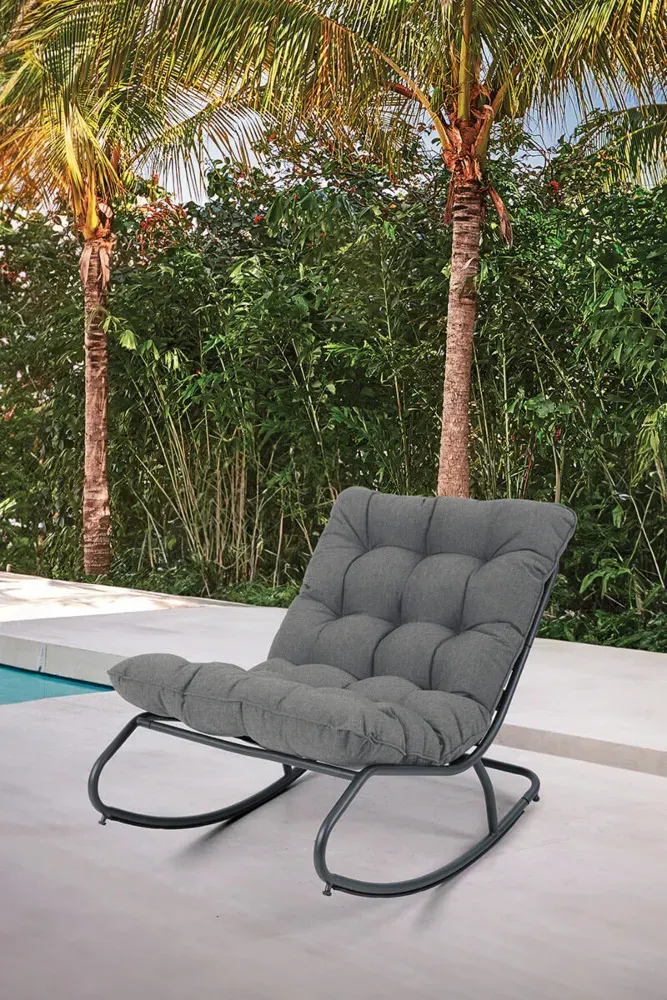 Fotel ogrodowy bujany AGAVA ciemnoszary - FG007081