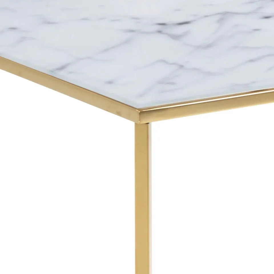 Stolik kawowy SOMIA 80x80x45 cm Biały efekt marmuru, Złoty — zdjęcie 4