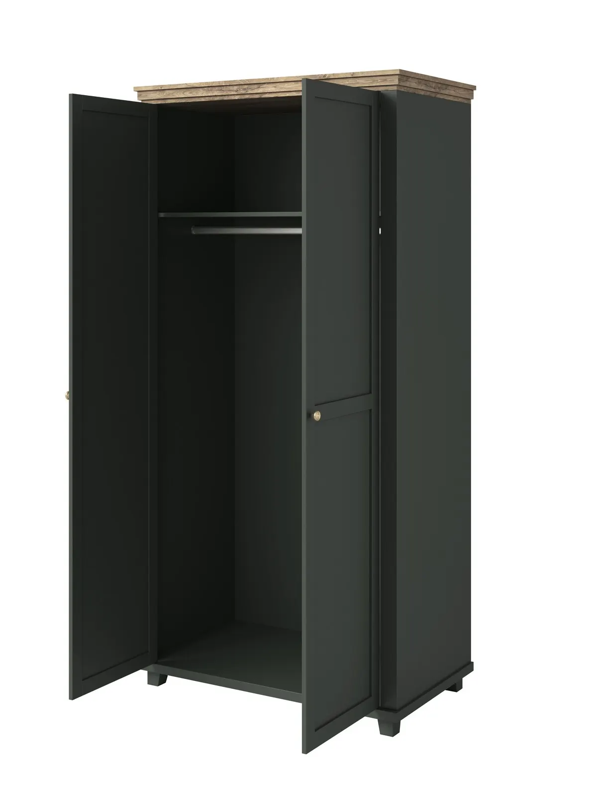 Szafa 2-drzwiowa z drążkiem EVORA 108x216 ciemnozielona/dąb Lefkas - 24ZRJU18
