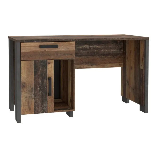 Biurko z szafka i szufladą CLIF 60x126 cm - old wood vintage, beton