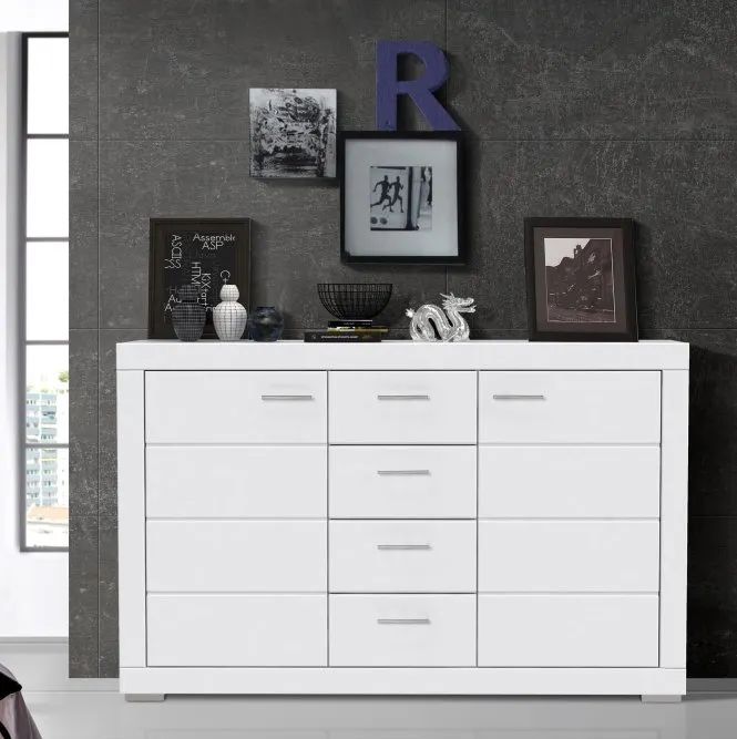 Komoda 2-drzwiowa z 4 szufladami SNOW - biały, chrom - SNWK36-C50