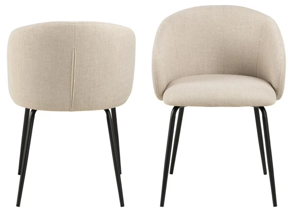 Krzesło beżowe ELEANOR (2-set) czarne nogi - 0000108004