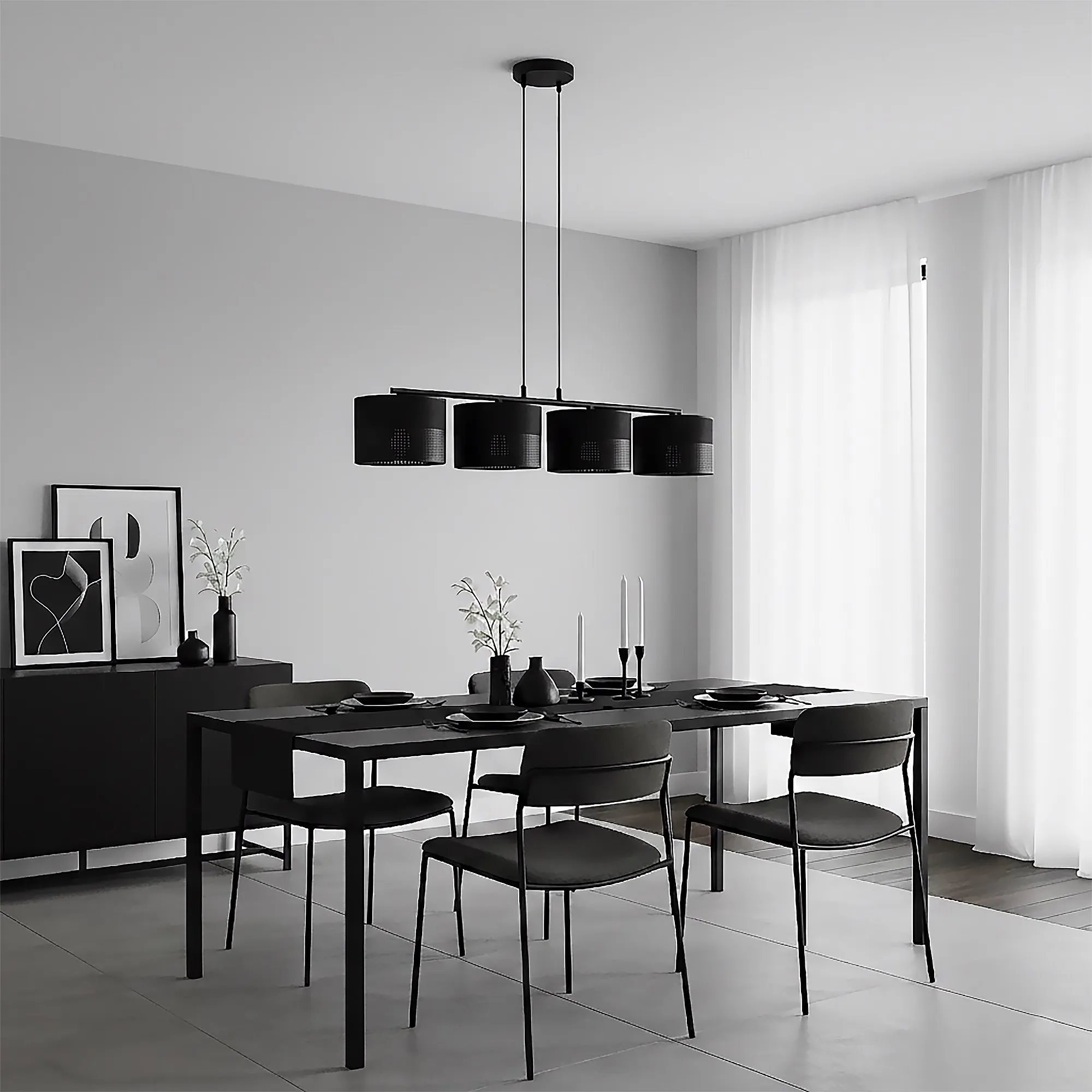 Lampa wisząca KARBON 4 BLACK z abażurami czarna - 1651/4