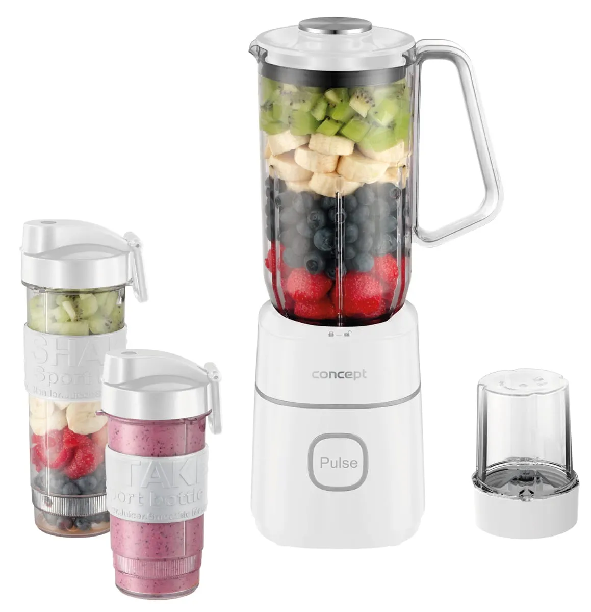 Blender kielichowy Smoothie 700 W + 2 butelki i młynek do przypraw CONCEPT Blender kielichowy Smoothie 700 W + 2 butelki i młynek do przypraw CONCEPT