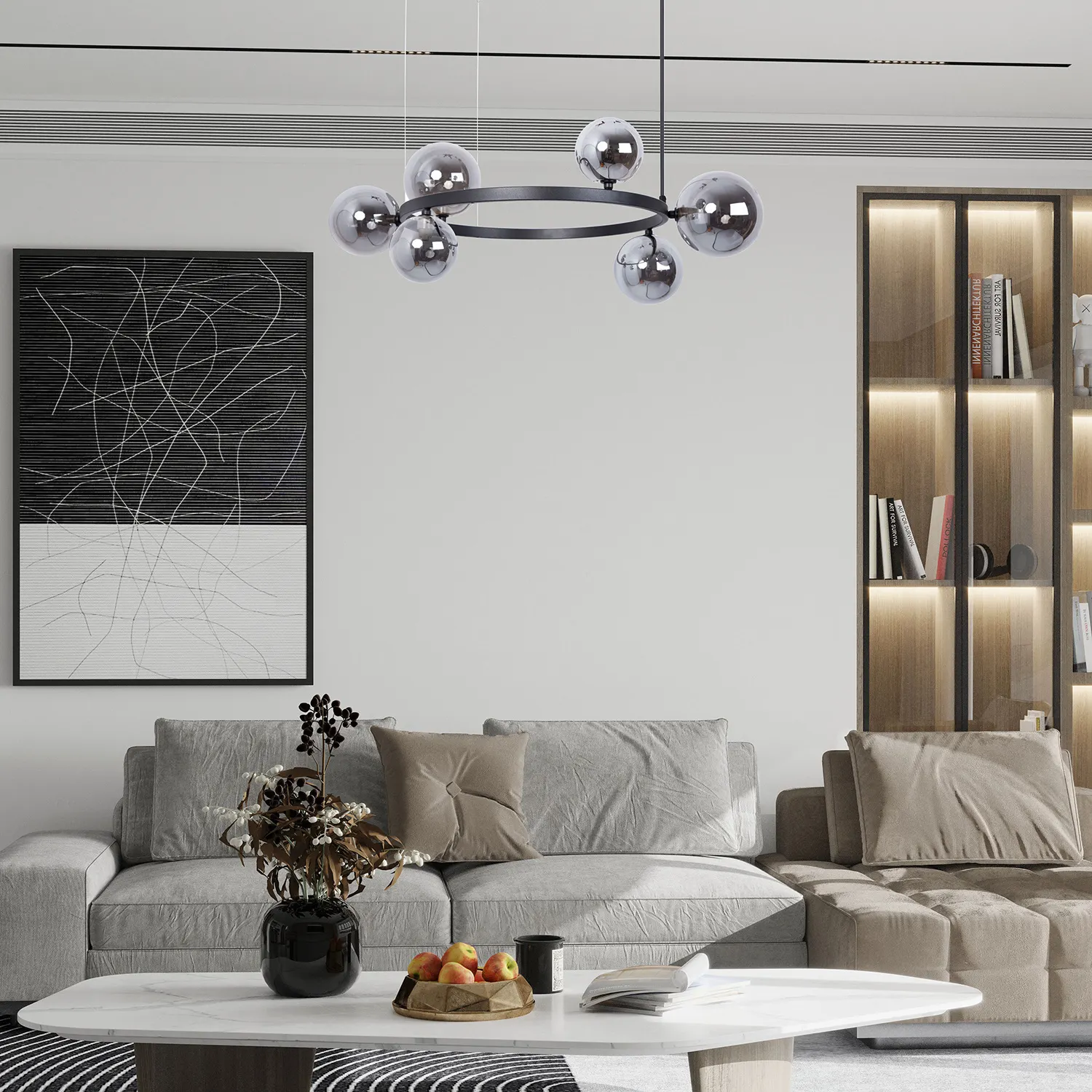 Lampa wisząca BOLERO 6 klosz grafit - SI_41325