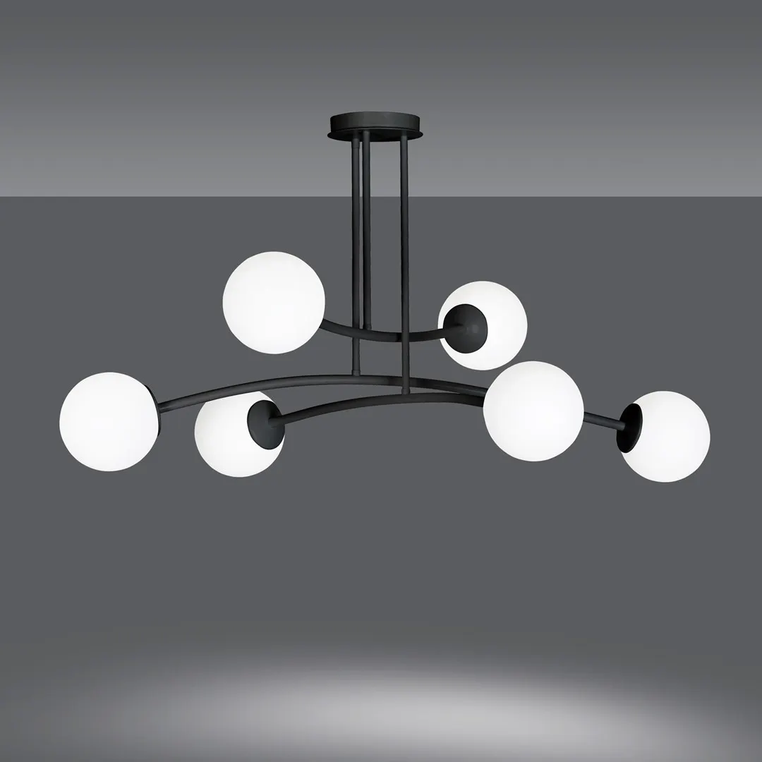 Lampa wisząca HALLDOR 6 czarny biały — zdjęcie 2
