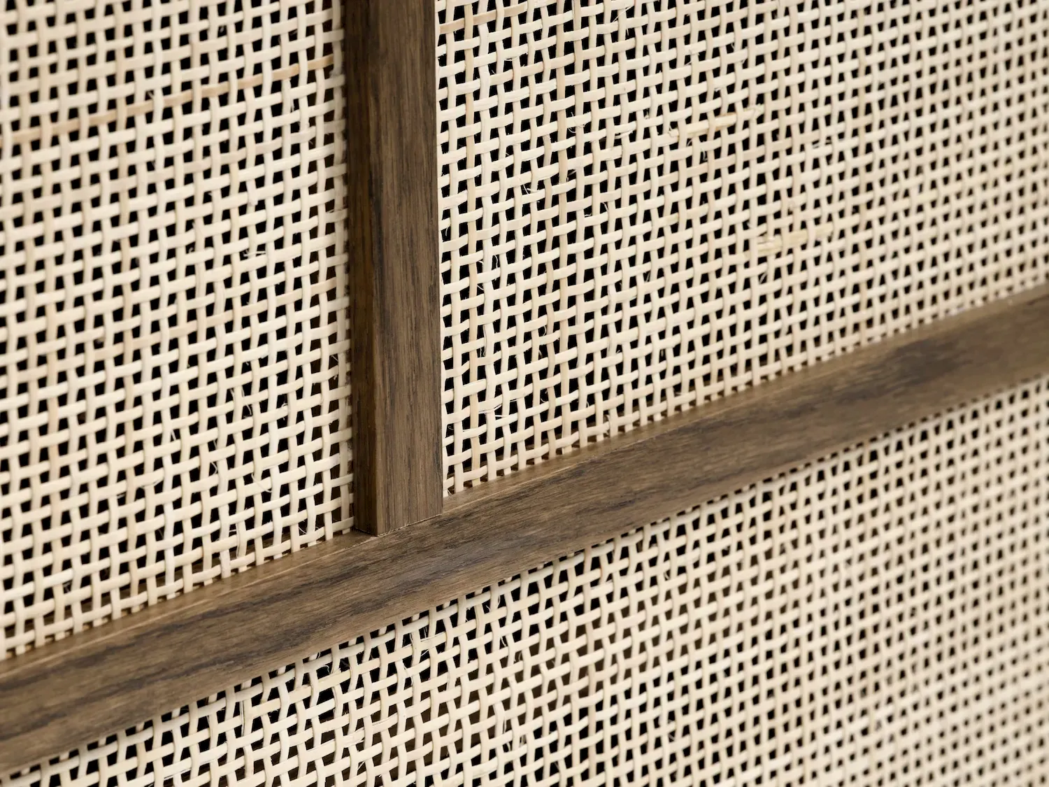 Komoda 2-drzwiowa BARRALI z rattanem - dąb wędzony, naturalny - UN_46712931