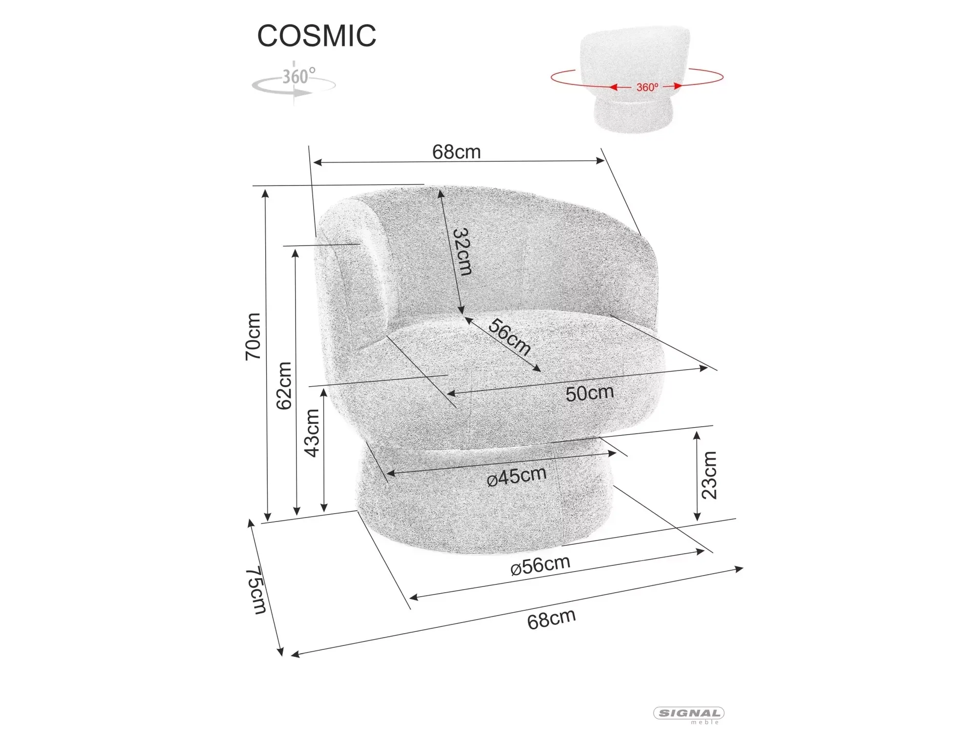 Fotel obrotowy COSMIC RAVEN ciemnobeżowy Signal - COSMICRACBE30