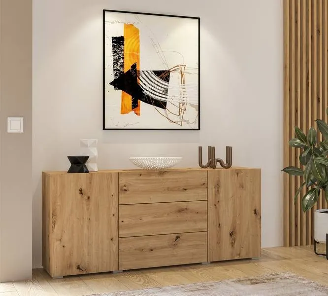 Komoda 2-drzwiowa z szufladami AVA stojąca/wisząca 140 cm dąb artisan