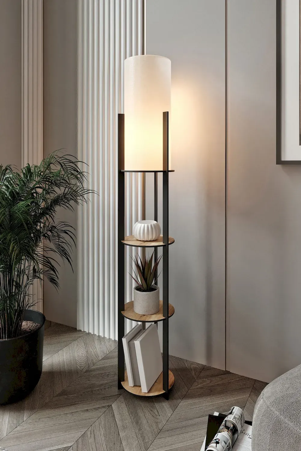 Lampa podłogowa RADIANTE - biały dąb Lampa podłogowa RADIANTE - biały dąb