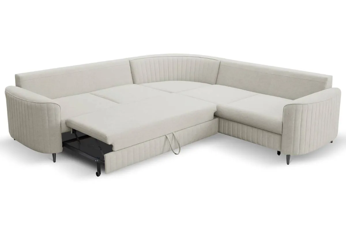 Narożnik rozkładany z pojemnikiem LAREN CASTEL 251 cm prawy popielaty czarne nóżki - LAREN_NAR_CASTEL80_P_CZ