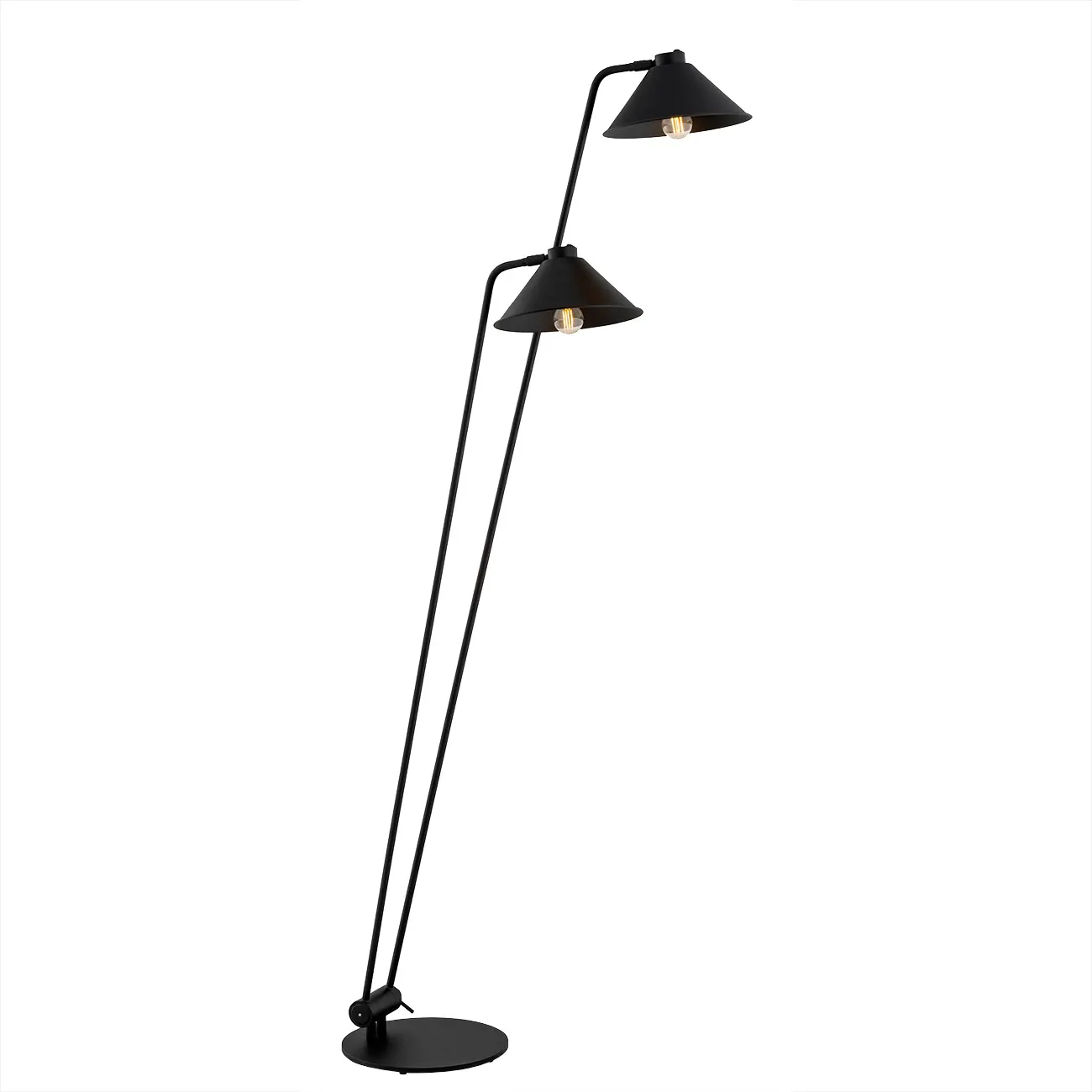 Lampa podłogowa Gabian czarna z dwoma kloszami i regulacją 168cm Lampa podłogowa Gabian czarna z dwoma kloszami i regulacją 168cm