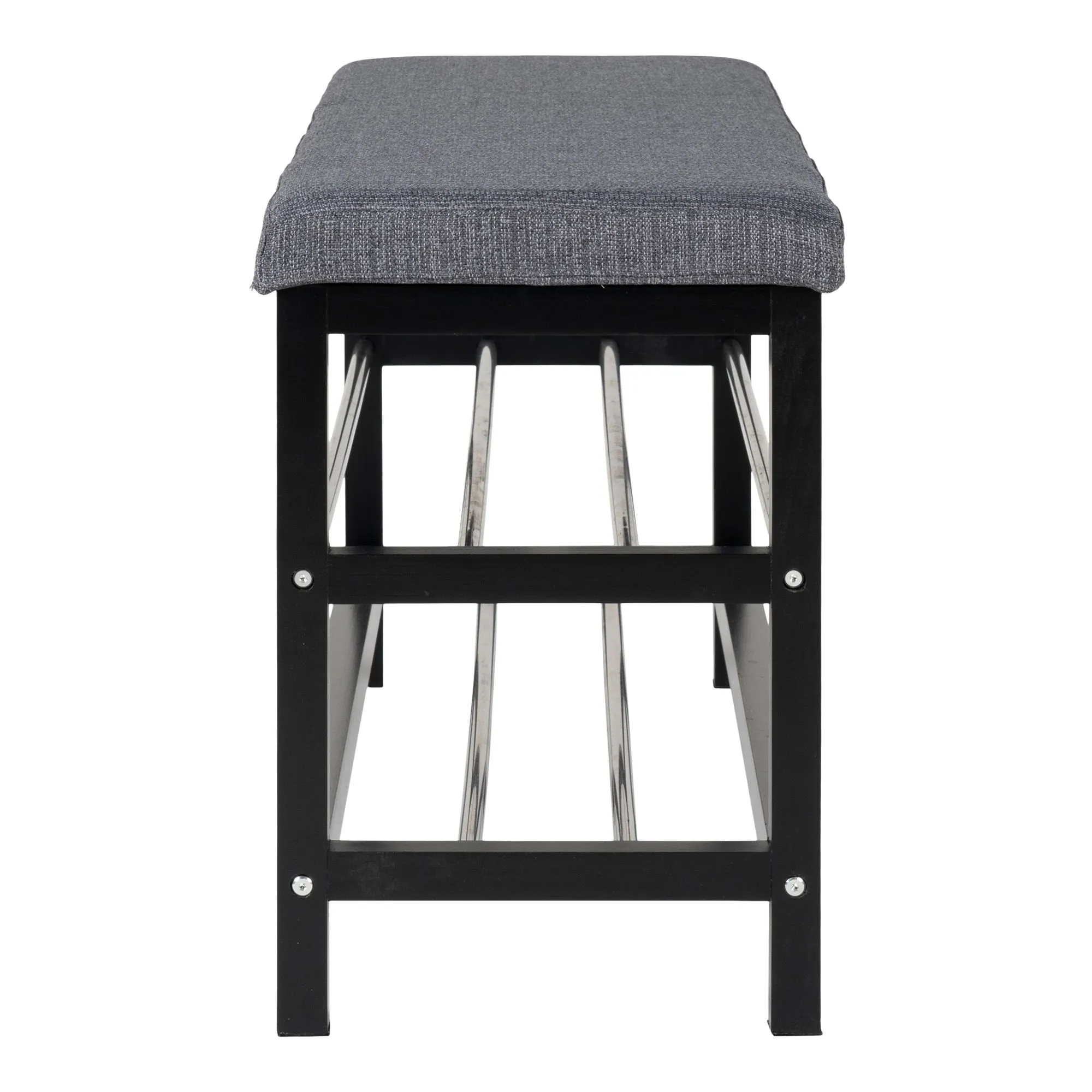 Ławka z siedziskiem i półką Padova 100x34x50 Czarny, szary, chrom - 1401090