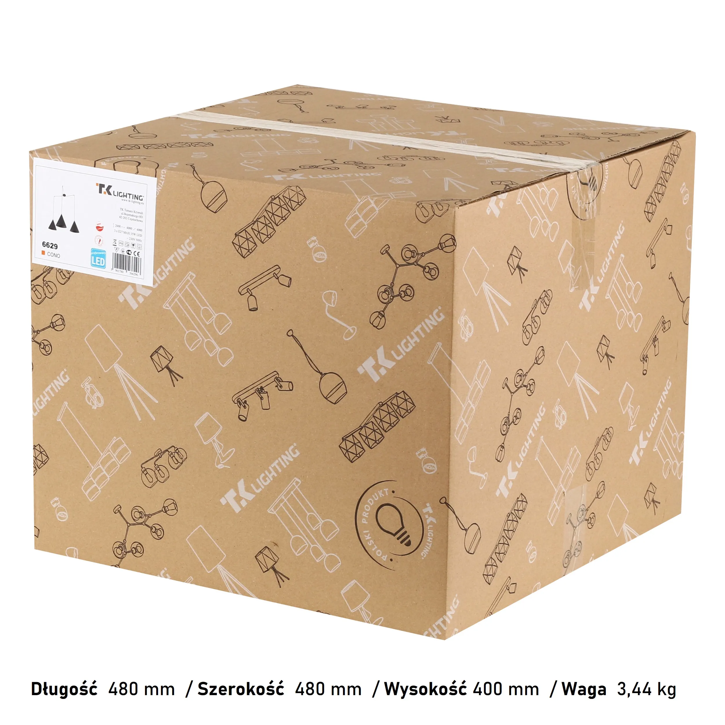 Lampa wisząca CONO czarna z dodatkowymi podwieszeniami 400x200cm - TK_6629