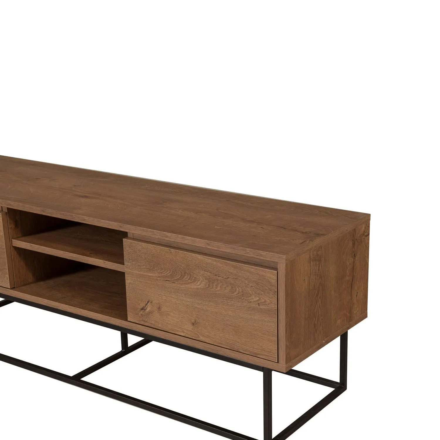 Szafka RTV z 2 szufladami RODEZ 140 cm orzechowa/czarna